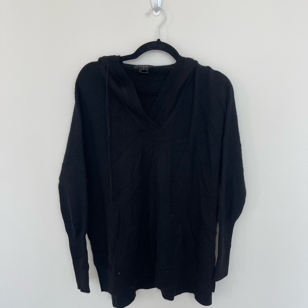 Scoop NYC Cashmere Black Hooded Sweater